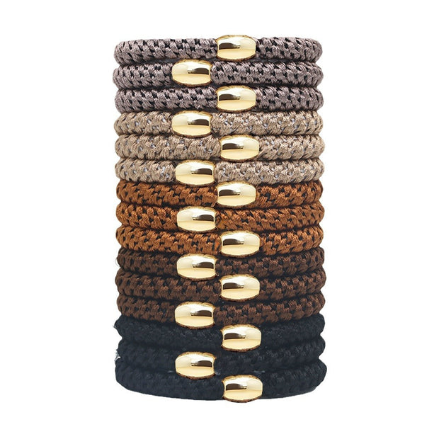 15 Pieces Embroidery Thread Twist High Elastic Hair Bands Women's Rubber Bands Hair Rope Hair Accessories - ENova