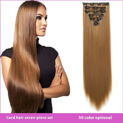 16 Card Seven-piece Hairpiece Clip Wig Beauty Chemical Fiber Wig Set Hair Extension - ENova