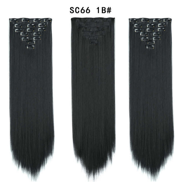 16 Card Seven-piece Hairpiece Clip Wig Beauty Chemical Fiber Wig Set Hair Extension - ENova