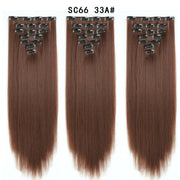 16 Card Seven-piece Hairpiece Clip Wig Beauty Chemical Fiber Wig Set Hair Extension - ENova