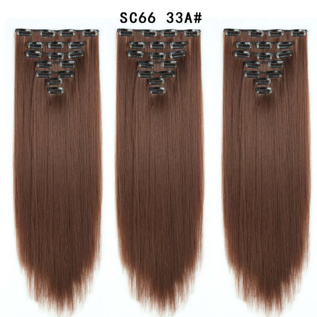 16 Card Seven-piece Hairpiece Clip Wig Beauty Chemical Fiber Wig Set Hair Extension - ENova
