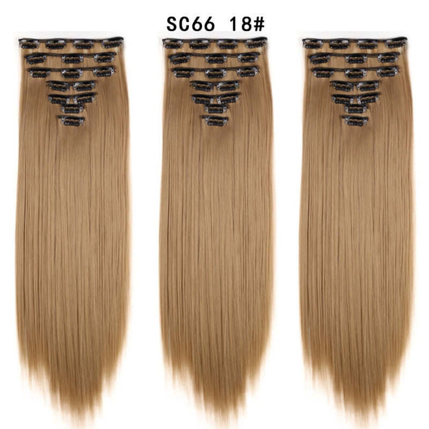 16 Card Seven-piece Hairpiece Clip Wig Beauty Chemical Fiber Wig Set Hair Extension - ENova