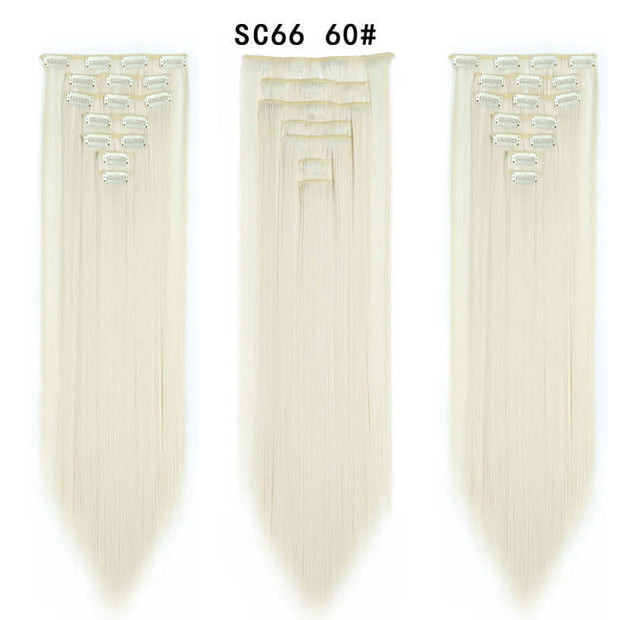 16 Card Seven-piece Hairpiece Clip Wig Beauty Chemical Fiber Wig Set Hair Extension - ENova