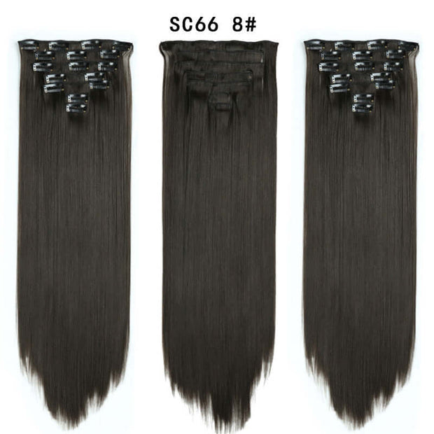 16 Card Seven-piece Hairpiece Clip Wig Beauty Chemical Fiber Wig Set Hair Extension - ENova