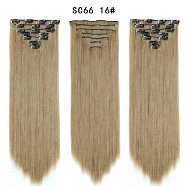 16 Card Seven-piece Hairpiece Clip Wig Beauty Chemical Fiber Wig Set Hair Extension - ENova