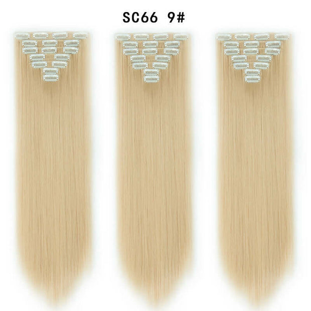 16 Card Seven-piece Hairpiece Clip Wig Beauty Chemical Fiber Wig Set Hair Extension - ENova
