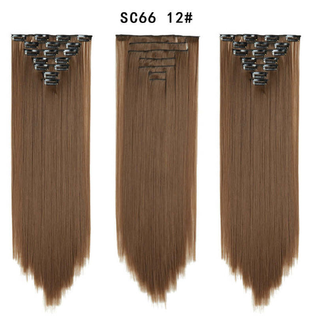 16 Card Seven-piece Hairpiece Clip Wig Beauty Chemical Fiber Wig Set Hair Extension - ENova