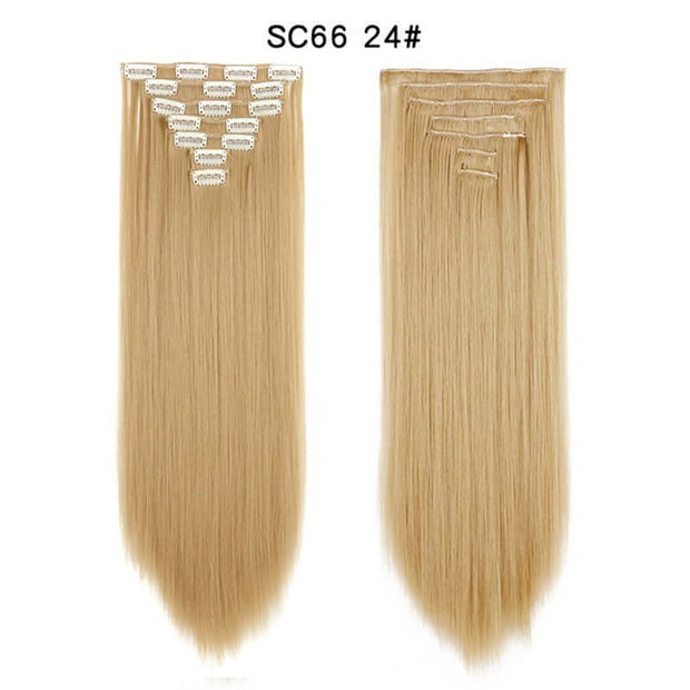 16 Card Seven-piece Hairpiece Clip Wig Beauty Chemical Fiber Wig Set Hair Extension - ENova