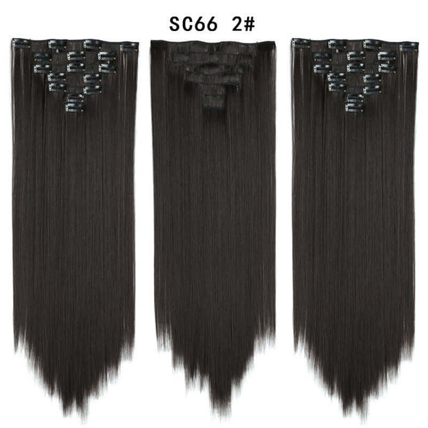 16 Card Seven-piece Hairpiece Clip Wig Beauty Chemical Fiber Wig Set Hair Extension - ENova