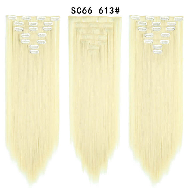 16 Card Seven-piece Hairpiece Clip Wig Beauty Chemical Fiber Wig Set Hair Extension - ENova