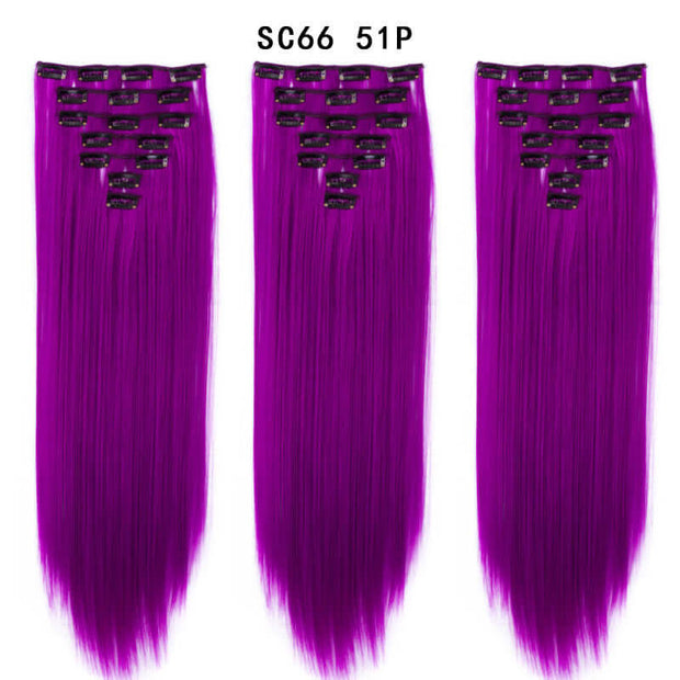 16 Card Seven-piece Hairpiece Clip Wig Beauty Chemical Fiber Wig Set Hair Extension - ENova
