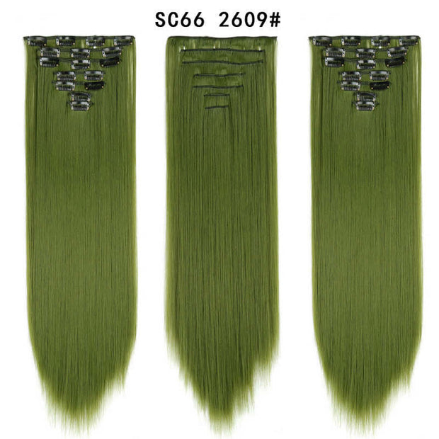 16 Card Seven-piece Hairpiece Clip Wig Beauty Chemical Fiber Wig Set Hair Extension - ENova