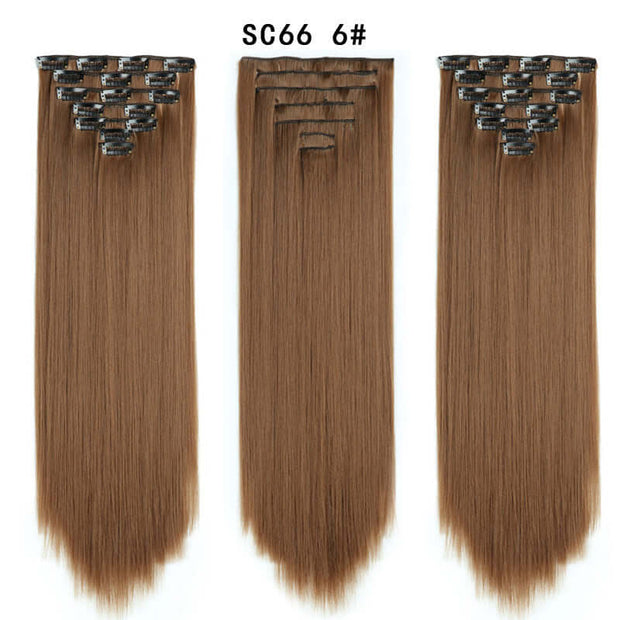 16 Card Seven-piece Hairpiece Clip Wig Beauty Chemical Fiber Wig Set Hair Extension - ENova