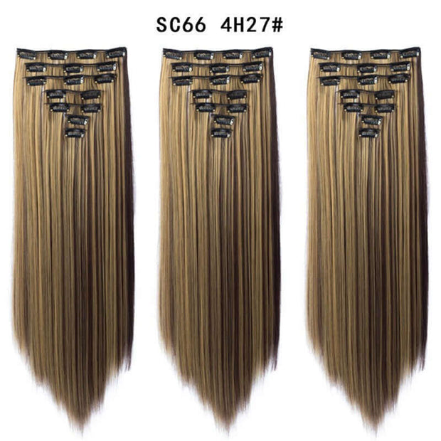 16 Card Seven-piece Hairpiece Clip Wig Beauty Chemical Fiber Wig Set Hair Extension - ENova