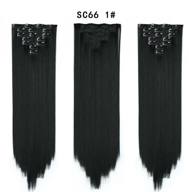 16 Card Seven-piece Hairpiece Clip Wig Beauty Chemical Fiber Wig Set Hair Extension - ENova