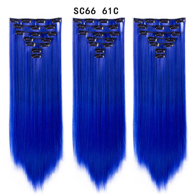 16 Card Seven-piece Hairpiece Clip Wig Beauty Chemical Fiber Wig Set Hair Extension - ENova