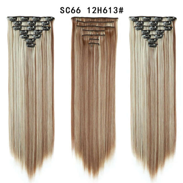 16 Card Seven-piece Hairpiece Clip Wig Beauty Chemical Fiber Wig Set Hair Extension - ENova