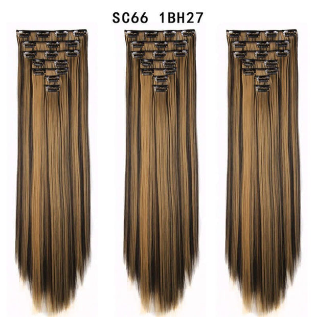 16 Card Seven-piece Hairpiece Clip Wig Beauty Chemical Fiber Wig Set Hair Extension - ENova