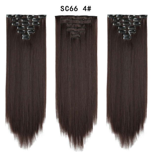 16 Card Seven-piece Hairpiece Clip Wig Beauty Chemical Fiber Wig Set Hair Extension - ENova