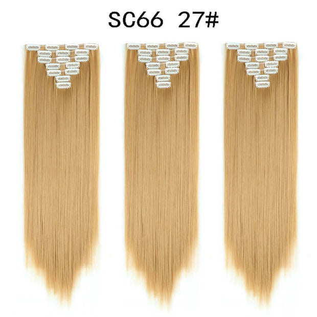 16 Card Seven-piece Hairpiece Clip Wig Beauty Chemical Fiber Wig Set Hair Extension - ENova
