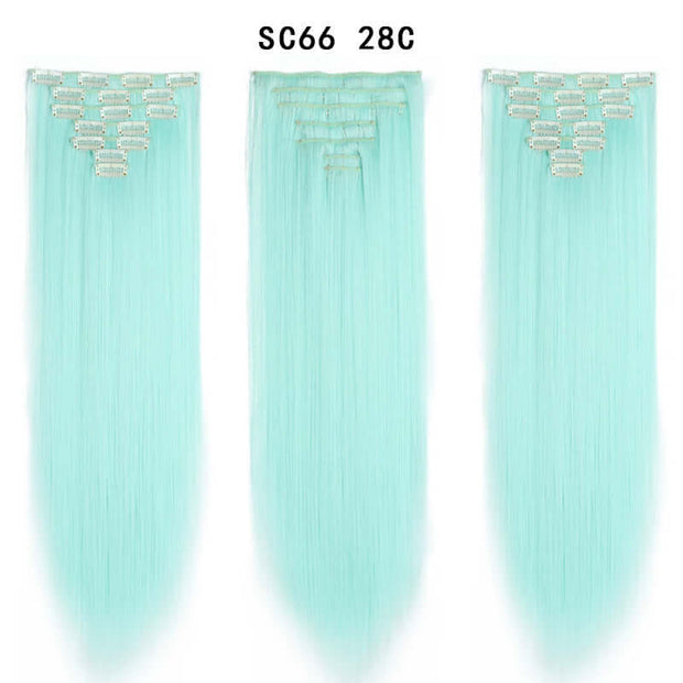 16 Card Seven-piece Hairpiece Clip Wig Beauty Chemical Fiber Wig Set Hair Extension - ENova