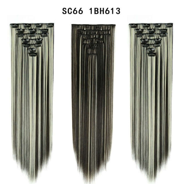 16 Card Seven-piece Hairpiece Clip Wig Beauty Chemical Fiber Wig Set Hair Extension - ENova