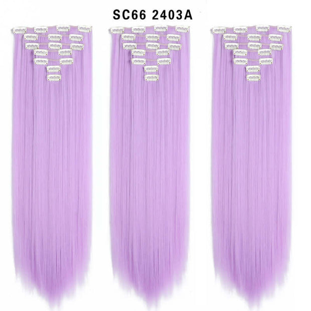 16 Card Seven-piece Hairpiece Clip Wig Beauty Chemical Fiber Wig Set Hair Extension - ENova