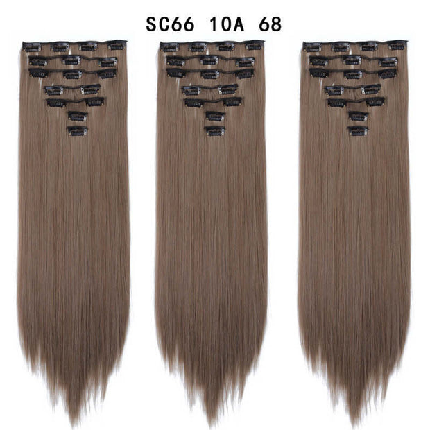 16 Card Seven-piece Hairpiece Clip Wig Beauty Chemical Fiber Wig Set Hair Extension - ENova