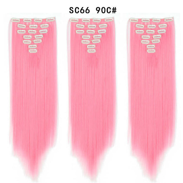 16 Card Seven-piece Hairpiece Clip Wig Beauty Chemical Fiber Wig Set Hair Extension - ENova