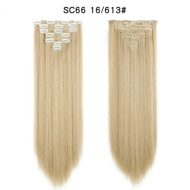 16 Card Seven-piece Hairpiece Clip Wig Beauty Chemical Fiber Wig Set Hair Extension - ENova