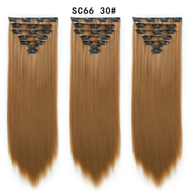 16 Card Seven-piece Hairpiece Clip Wig Beauty Chemical Fiber Wig Set Hair Extension - ENova