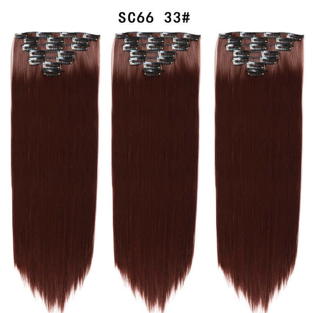 16 Card Seven-piece Hairpiece Clip Wig Beauty Chemical Fiber Wig Set Hair Extension - ENova