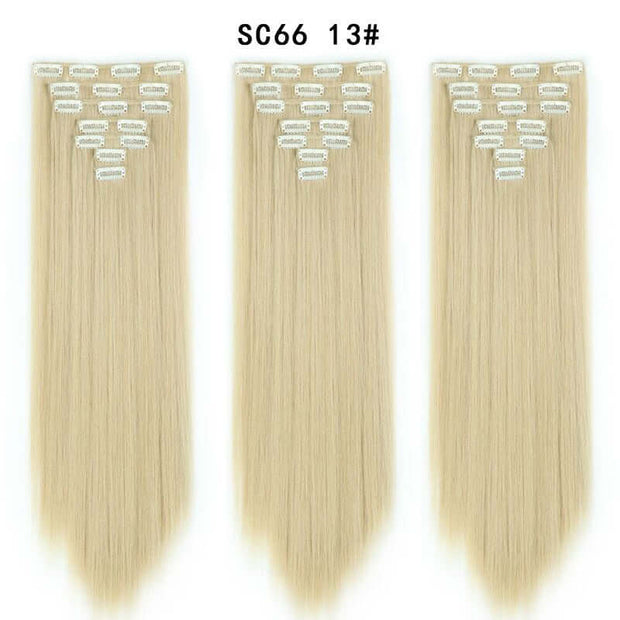 16 Card Seven-piece Hairpiece Clip Wig Beauty Chemical Fiber Wig Set Hair Extension - ENova