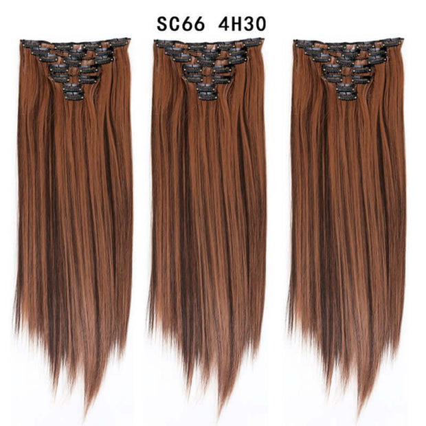16 Card Seven-piece Hairpiece Clip Wig Beauty Chemical Fiber Wig Set Hair Extension - ENova