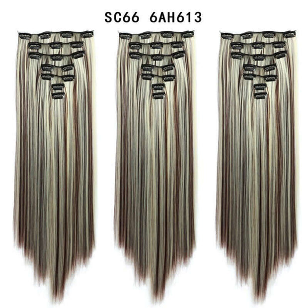 16 Card Seven-piece Hairpiece Clip Wig Beauty Chemical Fiber Wig Set Hair Extension - ENova