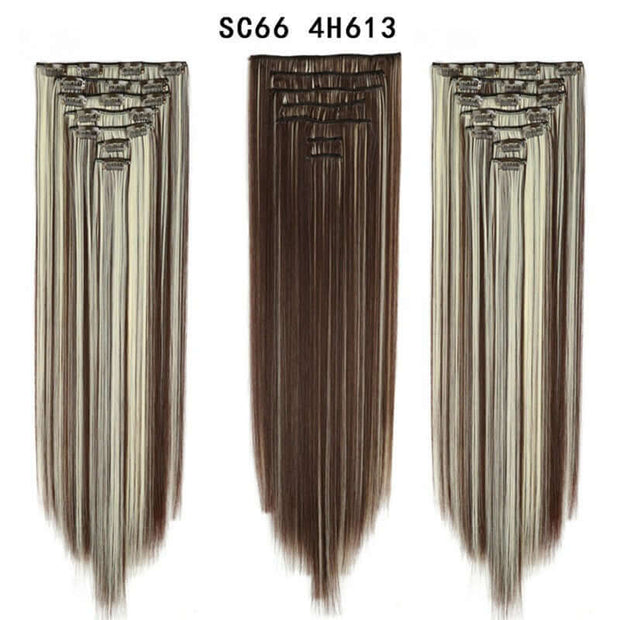 16 Card Seven-piece Hairpiece Clip Wig Beauty Chemical Fiber Wig Set Hair Extension - ENova