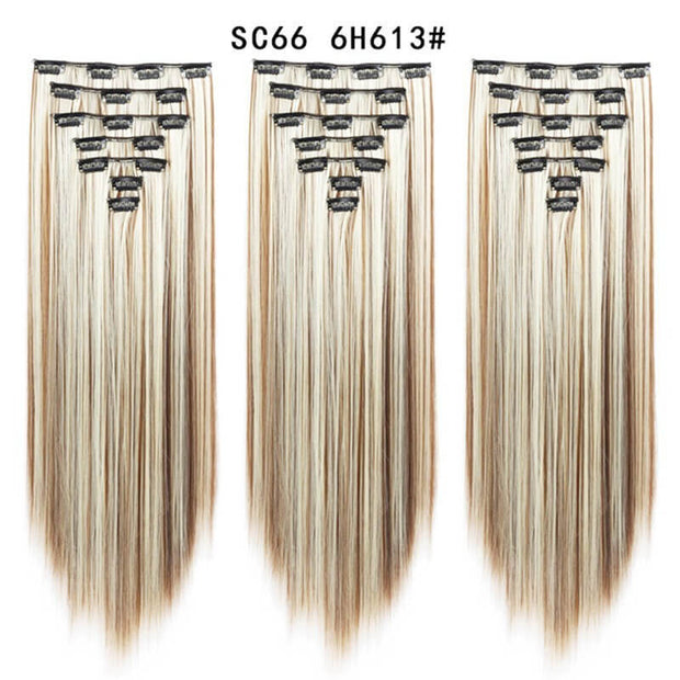 16 Card Seven-piece Hairpiece Clip Wig Beauty Chemical Fiber Wig Set Hair Extension - ENova