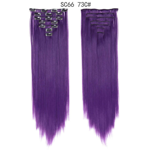 16 Card Seven-piece Hairpiece Clip Wig Beauty Chemical Fiber Wig Set Hair Extension - ENova