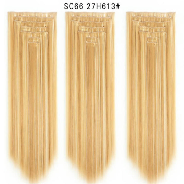 16 Card Seven-piece Hairpiece Clip Wig Beauty Chemical Fiber Wig Set Hair Extension - ENova
