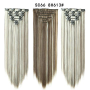 16 Card Seven-piece Hairpiece Clip Wig Beauty Chemical Fiber Wig Set Hair Extension - ENova