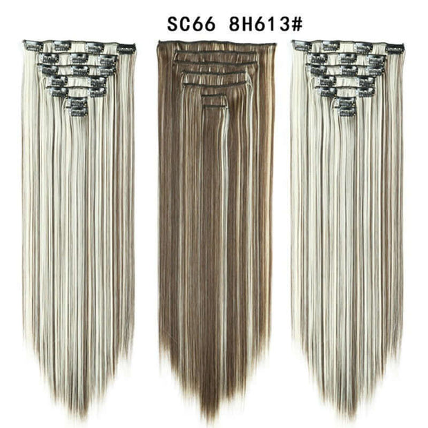 16 Card Seven-piece Hairpiece Clip Wig Beauty Chemical Fiber Wig Set Hair Extension - ENova