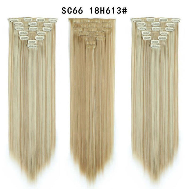 16 Card Seven-piece Hairpiece Clip Wig Beauty Chemical Fiber Wig Set Hair Extension - ENova