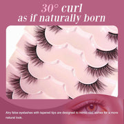 Natural Lashes Wispy Lashes Natural Look False Eyelashes Natural Flared Eyelashes False Eye Lashes Soft Fluffy Lashes 7 Pairs 6mm Gradual 13mm Cat's Eye Transparent Stem Eye Tail Elongated Half Eye Na - ENova
