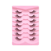 Natural Lashes Wispy Lashes Natural Look False Eyelashes Natural Flared Eyelashes False Eye Lashes Soft Fluffy Lashes 7 Pairs 6mm Gradual 13mm Cat's Eye Transparent Stem Eye Tail Elongated Half Eye Na - ENova